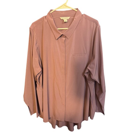 Athleta Urbanite 2X Long-Sleeve Button-Up Shirt In Purple Lightweight & Breathab - Picture 1 of 5